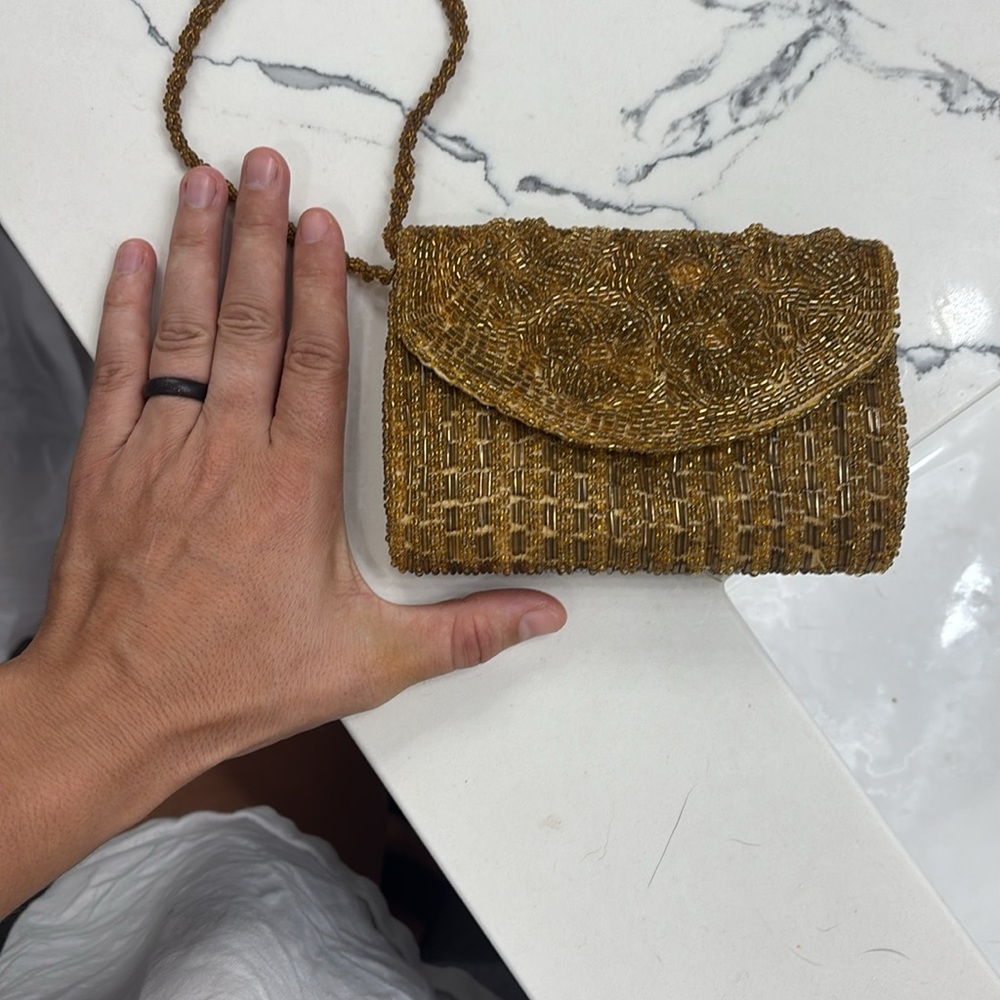 Beaded bronze/Gold mini Clutch